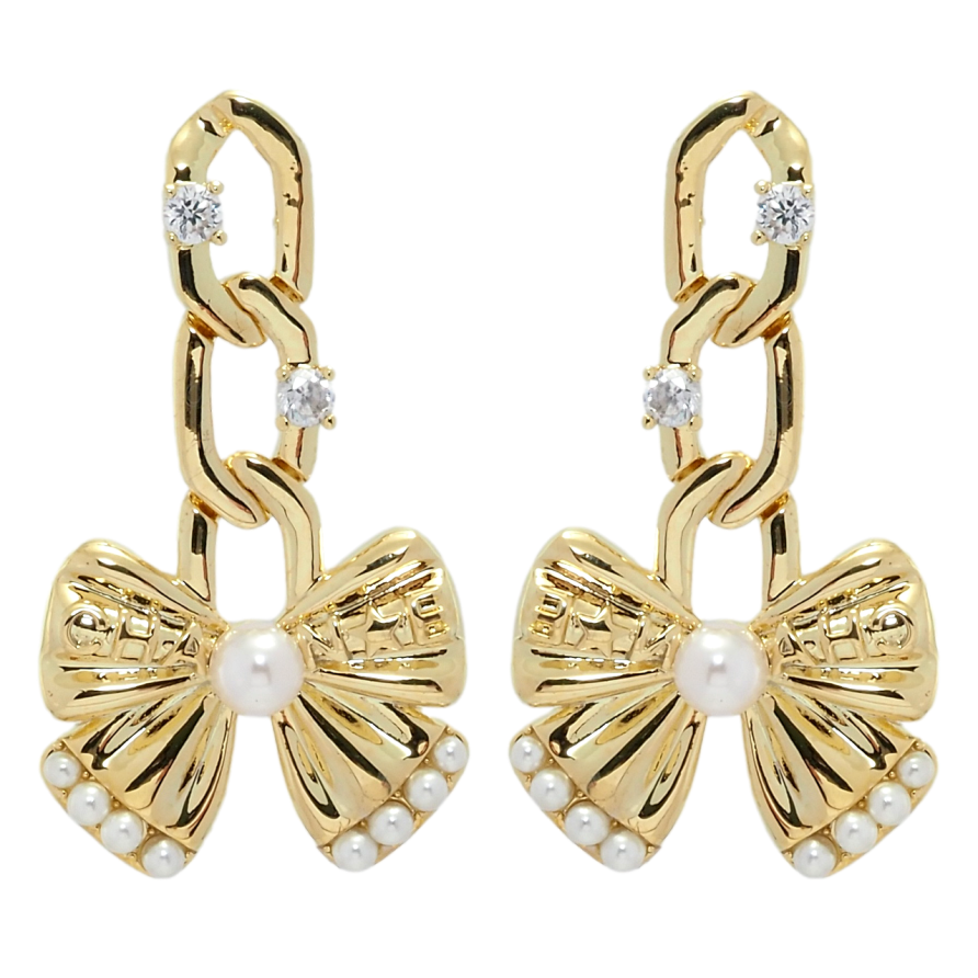 Серьги Xuping QQMM Позолота 14K пусеты Подвески банты фото №1