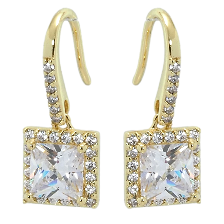 Сережки Xuping QQMM Позолота 14K французький замок Фіаніти в обрамленні цирконію фото №8