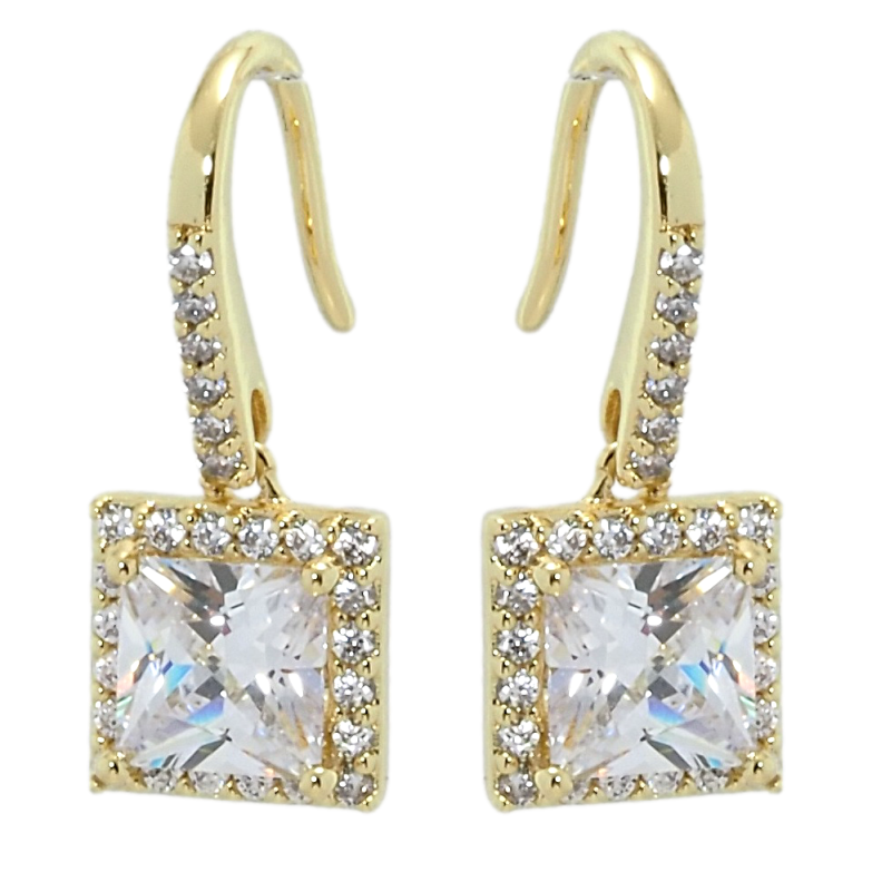 Сережки Xuping QQMM Позолота 14K французький замок Фіаніти в обрамленні цирконію фото №13