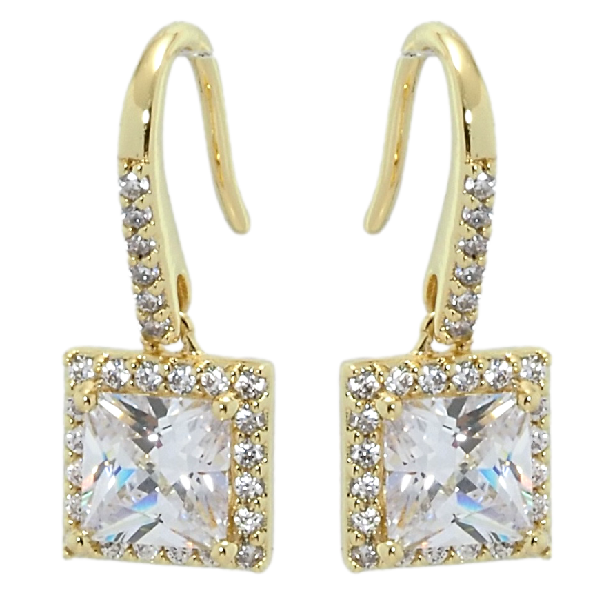 Сережки Xuping QQMM Позолота 14K французький замок Фіаніти в обрамленні цирконію фото №1