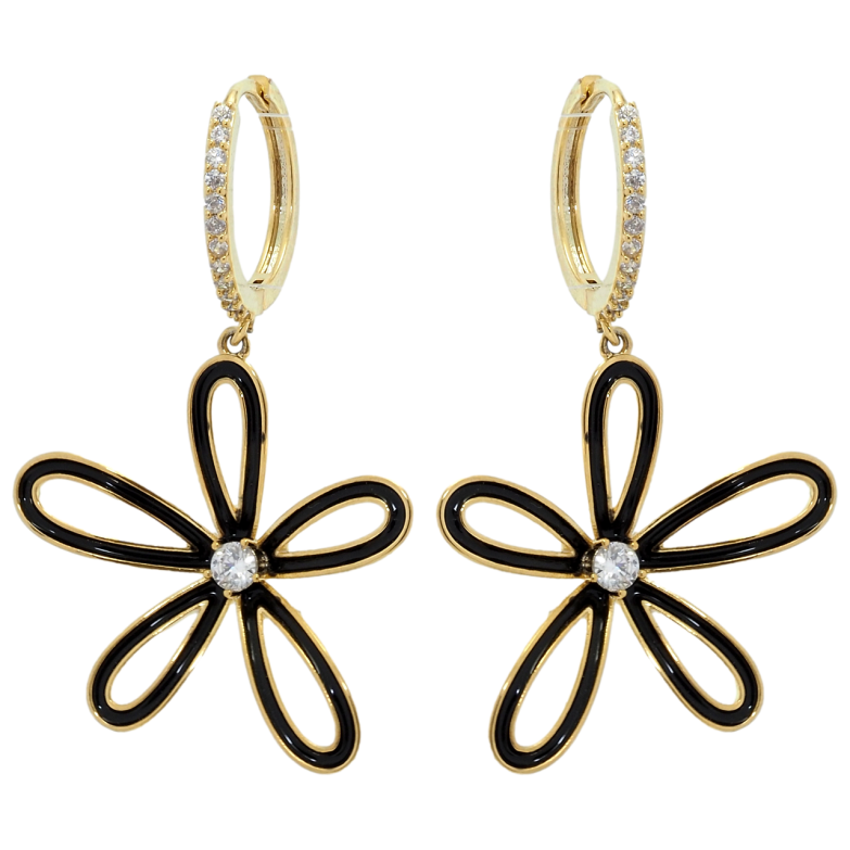 Серьги Xuping QQMM Позолота 14K подвески на колечках Цветочки с покрытием эмалью фото №1