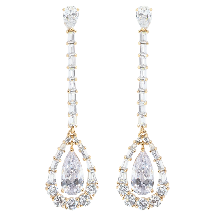 Серьги Xuping QQMM Позолота 18K пусеты Элегантные подвески с цирконием фото №16