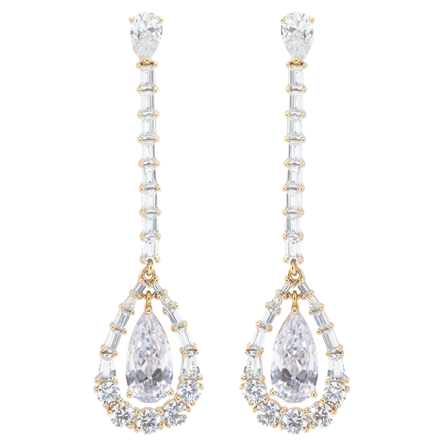 Серьги Xuping QQMM Позолота 18K пусеты Элегантные подвески с цирконием фото №1