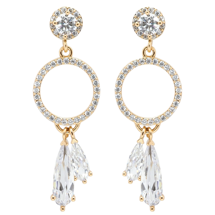 Серьги Xuping QQMM Позолота 18K пусеты Кристальные подвески фото №10