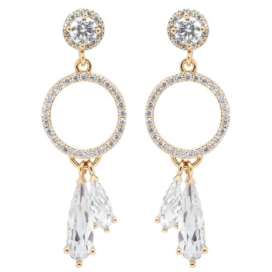 Серьги Xuping QQMM Позолота 18K пусеты Кристальные подвески фото №1