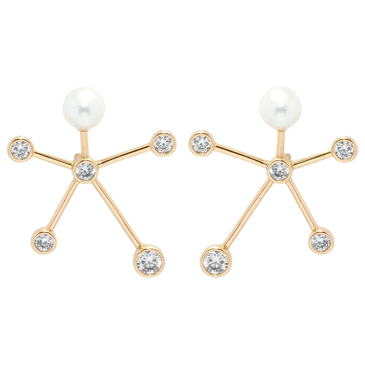 Серьги Xuping QQMM Позолота 18K пусеты Декоративные с цирконием и жемчугом фото №19