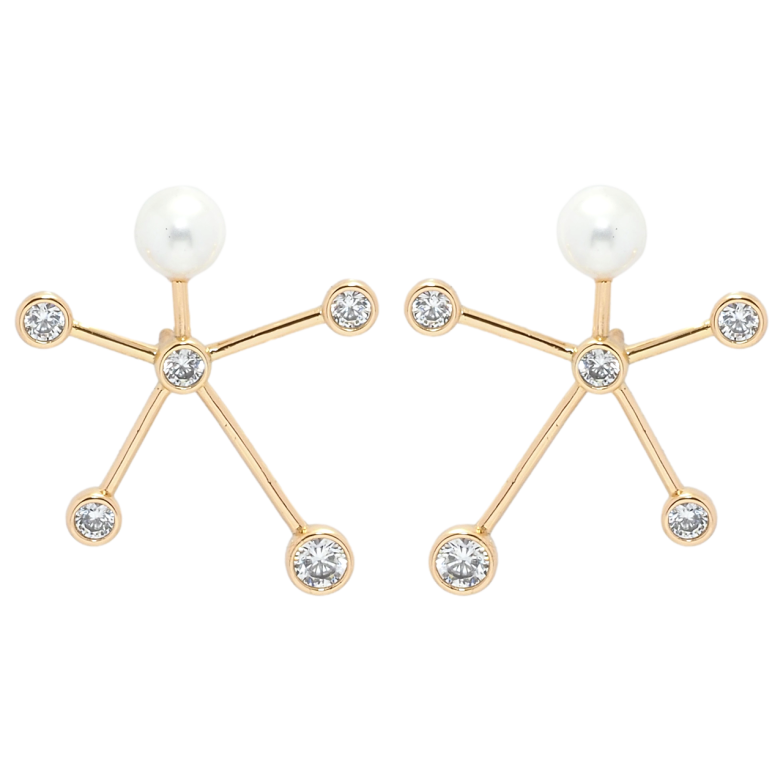 Серьги Xuping QQMM Позолота 18K пусеты Декоративные с цирконием и жемчугом фото №1