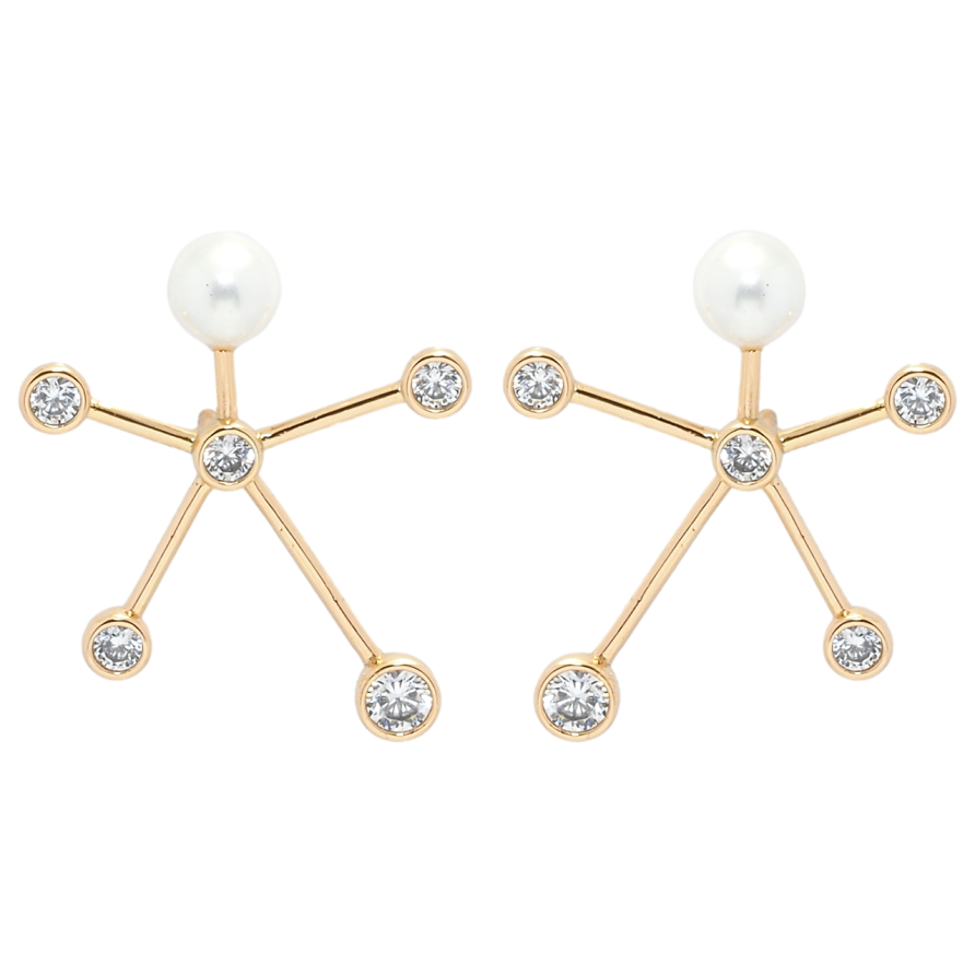 Серьги Xuping QQMM Позолота 18K пусеты Декоративные с цирконием и жемчугом фото №1