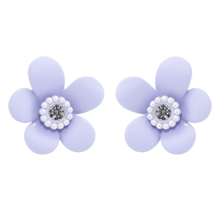 Серьги Xuping QQMM Родий пусеты Сиреневые цветочки с покрытием Soft-touch фото №2