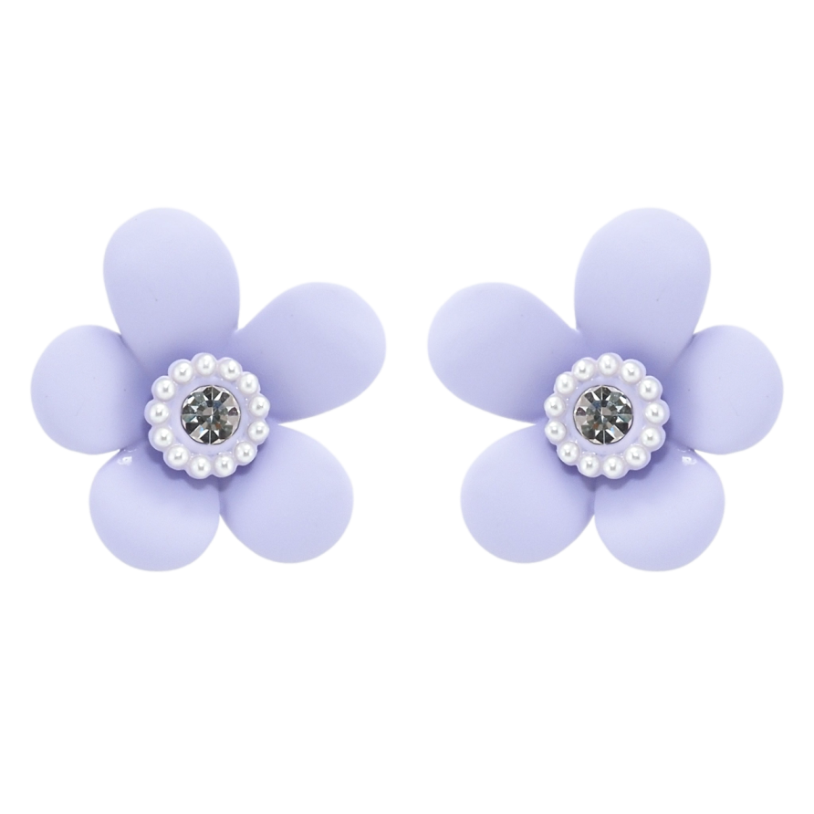 Серьги Xuping QQMM Родий пусеты Сиреневые цветочки с покрытием Soft-touch фото №1