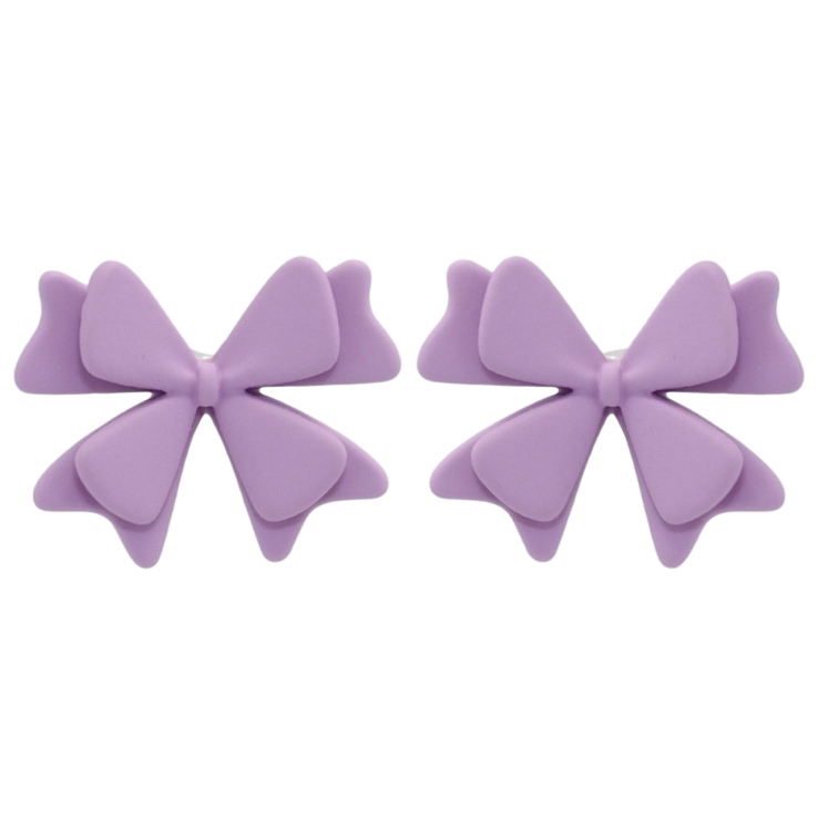 Серьги Xuping QQMM Родий пусеты Сиреневые банты с покрытием Soft-touch фото №3