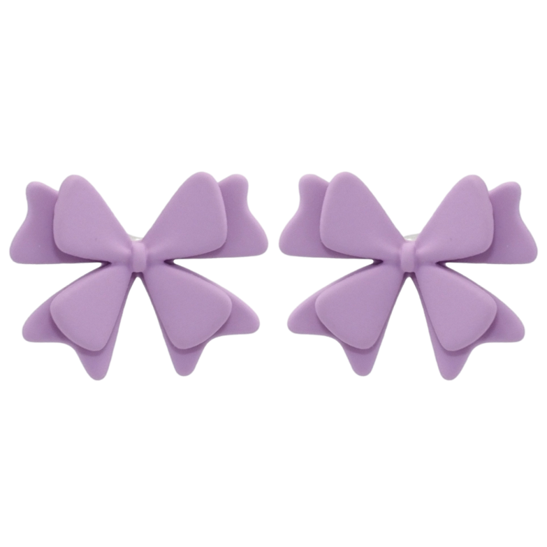 Серьги Xuping QQMM Родий пусеты Сиреневые банты с покрытием Soft-touch фото №1