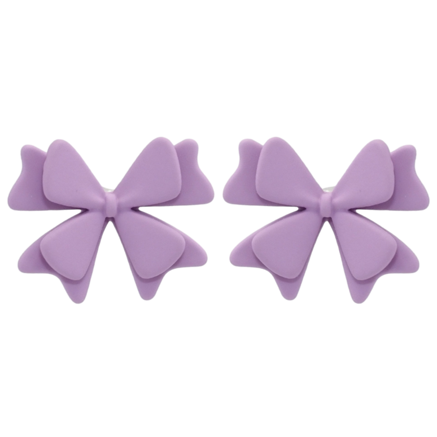 Серьги Xuping QQMM Родий пусеты Сиреневые банты с покрытием Soft-touch фото №1