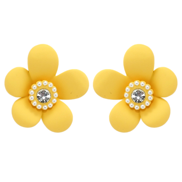 Серьги Xuping QQMM Родий пусеты Желтые цветочки с покрытием Soft-touch фото №9