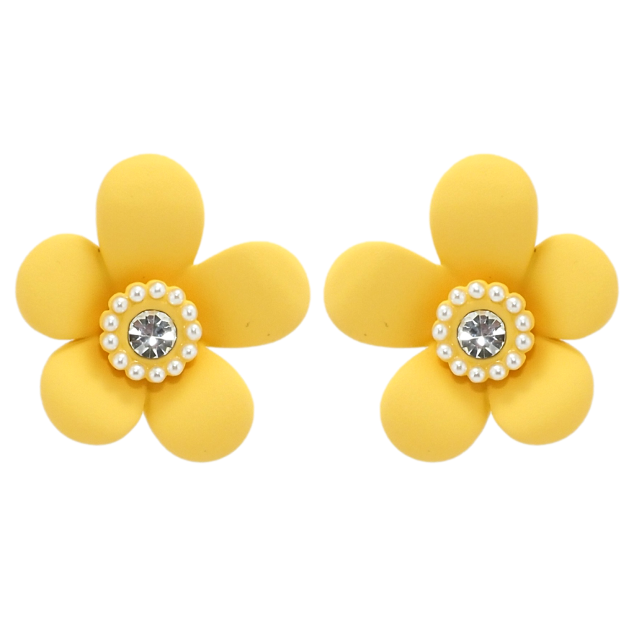 Серьги Xuping QQMM Родий пусеты Желтые цветочки с покрытием Soft-touch фото №1