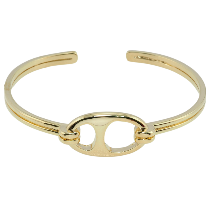 Браслет Xuping QQMM Позолота 14K Жорстка шинка з овальною вставкою ø 5.5см фото №25