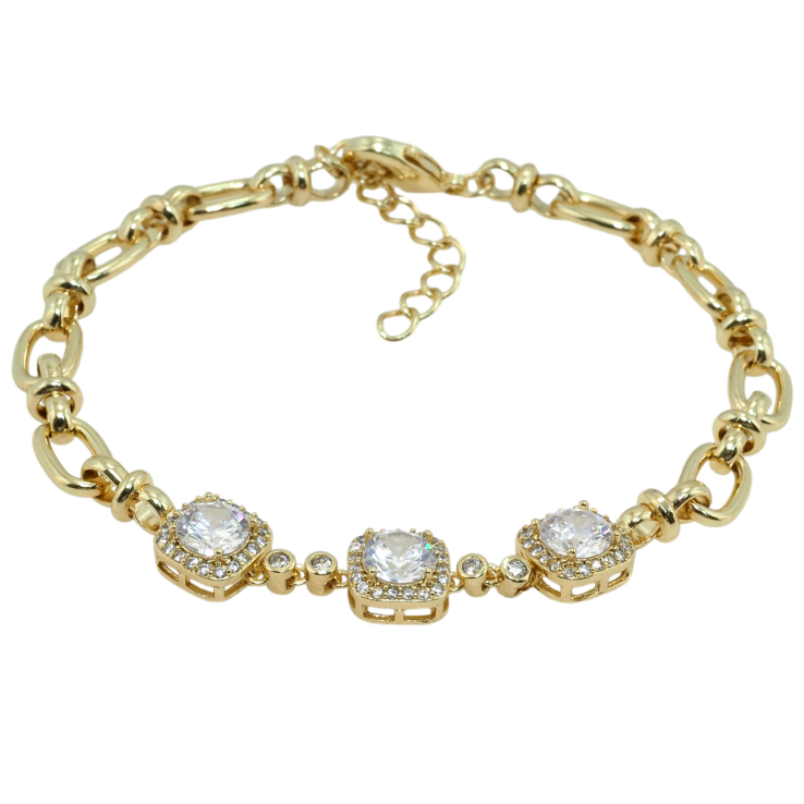 Браслет Xuping QQMM Позолота 14K Ланцюжок із вставкою три фіаніти довжина з дод. ланцюжком 16-19см х 5мм фото №22