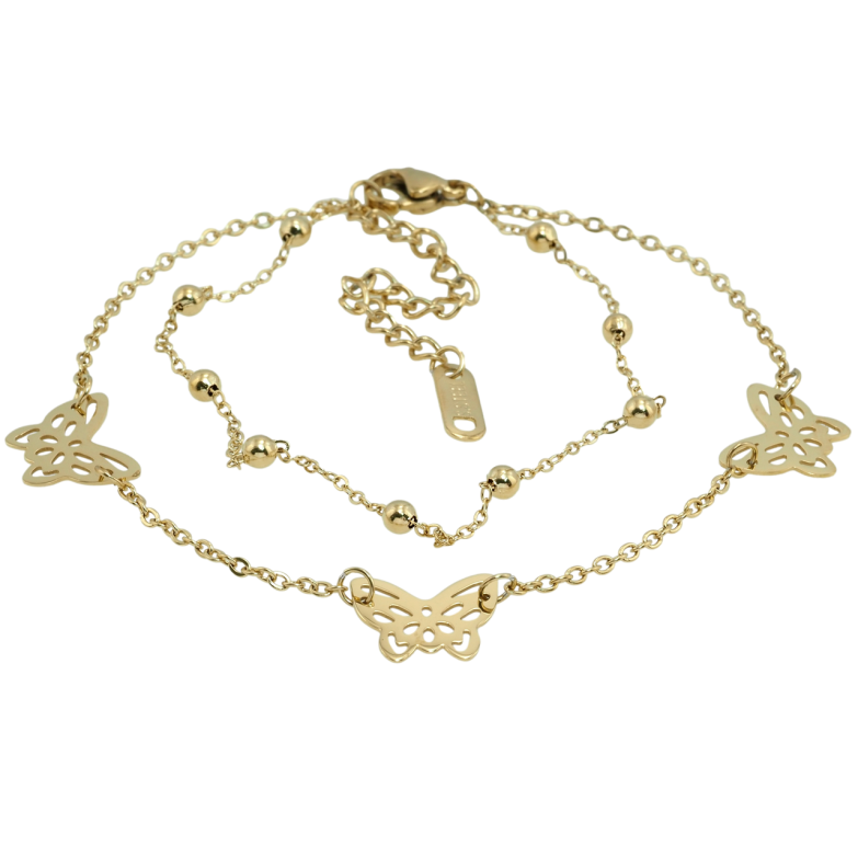 Браслет Xuping QQMM Позолота 14K Двойная цепочка с бабочками и бусинами длина с доп.цепочкой 17.5-22см х 1мм фото №21