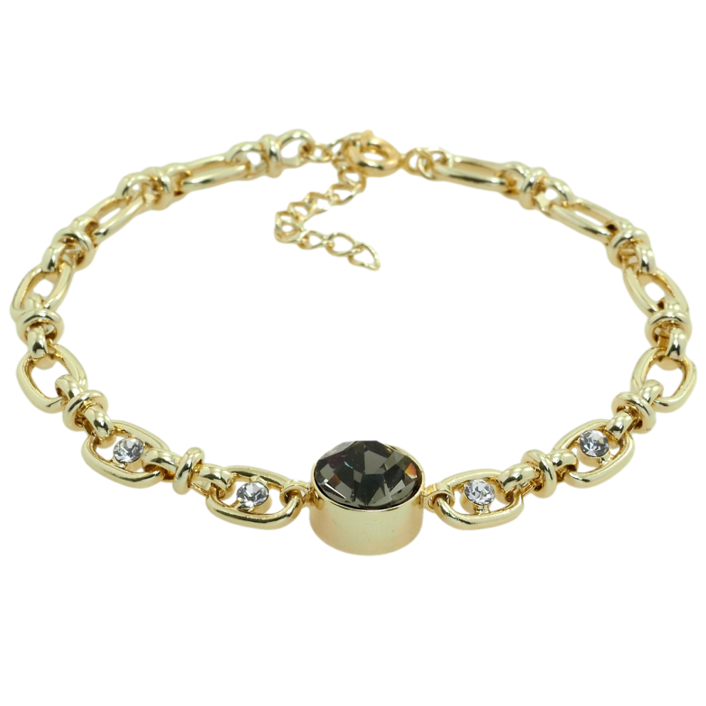 Браслет Xuping QQMM Позолота 14K Цепочка с вставкой черный фианит длина с доп.цепочкой 16.5-19см х 5мм фото №12