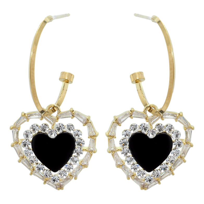 Сережки Xuping JEAN GOUJON Позолота 14K пусети Сердечки з кристалами фото №1