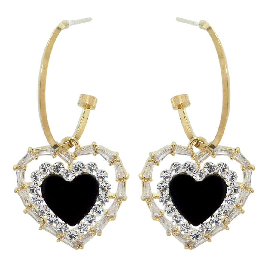 Сережки Xuping JEAN GOUJON Позолота 14K пусети Сердечки з кристалами фото №1