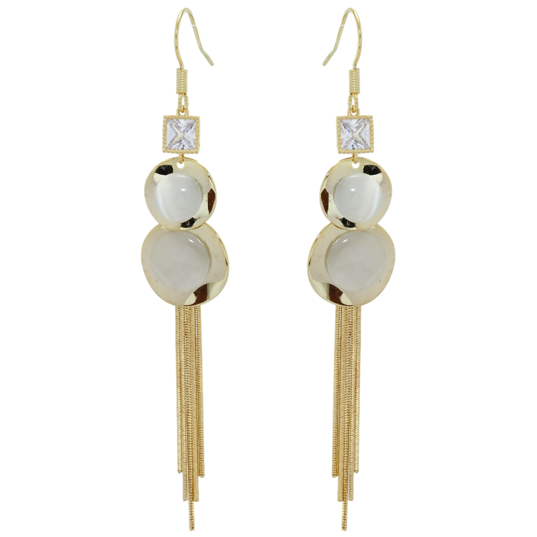 Серьги Xuping JEAN GOUJON Позолота 14K французский замок Подвески с Кошачьим глазом фото №1