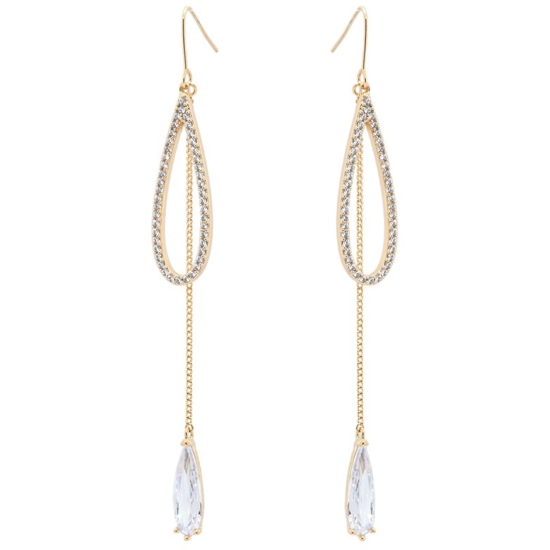 Серьги Xuping JEAN GOUJON Позолота 18K французский замок Подвески петельки с фианитами фото №1