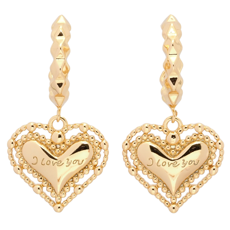Серьги Xuping QQMM Позолота 18K пусеты Сердечки I Love You фото №21