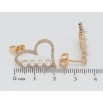 Серьги Xuping Позолота 18K пусеты Сердечки с цирконием и жемчужинками фото №2