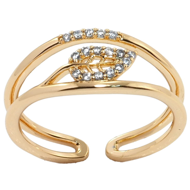 Каблучка Xuping Позолота 18K Листик з цирконієм фото №5