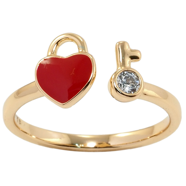 Кольцо Xuping Позолота 18K Замочек-сердечко с ключиком фото №7