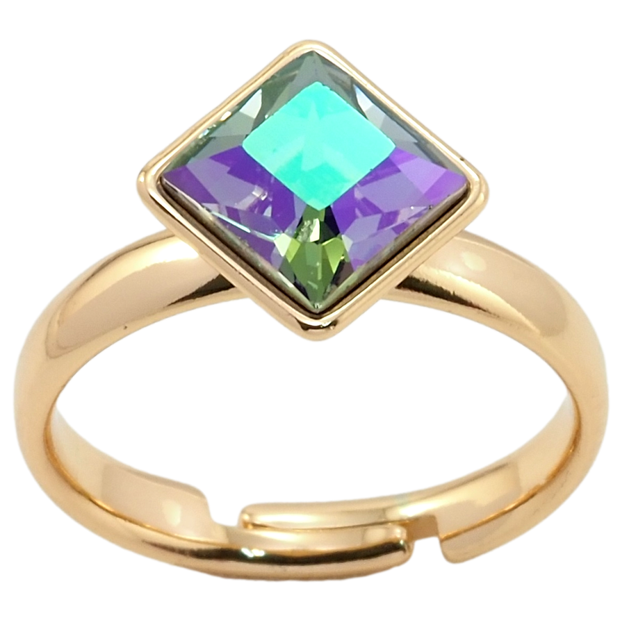 Каблучка Xuping колір 18K з кр-ми Swarovski Кристал Erinite Shimmer, 10х10мм фото №1