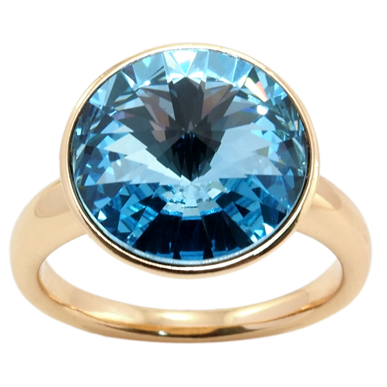 Кольцо Xuping цвет 18K с кр-ми Swarovski Кристалл Aquamarine, ø 15мм фото №3