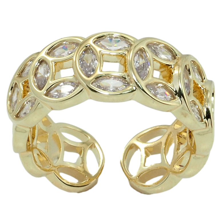 Кольцо Xuping QQMM Позолота 14K Колечки с фианитами фото №1 Кольцо Xuping QQMM Позолота 14K Колечки с фианитами фото №1