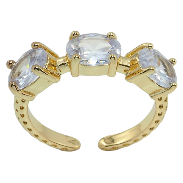 Каблучка Xuping QQMМ Позолота 14K Три фіаніта фото №21 Каблучка Xuping QQMМ Позолота 14K Три фіаніта фото №21