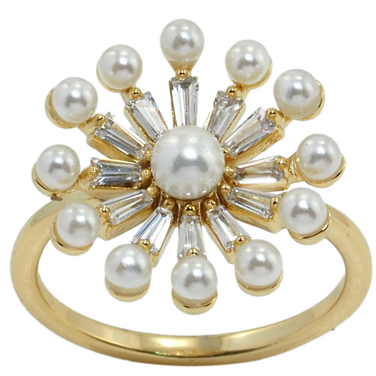 Каблучка Xuping QQMМ Позолота 14K Квітка з цирконієм і перлинками фото №19 Каблучка Xuping QQMМ Позолота 14K Квітка з цирконієм і перлинками фото №19