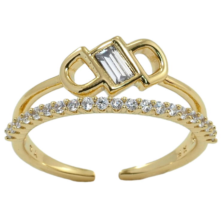 Каблучка Xuping QQMМ Позолота 14K Доріжка цирконію з орнаментом фото №7 Каблучка Xuping QQMМ Позолота 14K Доріжка цирконію з орнаментом фото №7