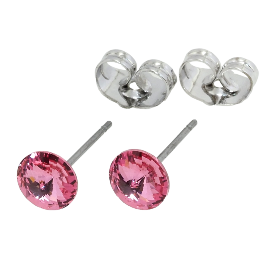 Сережки Xuping колір Родій з кристалами Swarovski пусети Кристал Rose ø 6мм фото №1