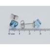 Сережки Xuping колір Родій з кристалами Swarovski пусети Кристальні кубики Aquamarine 6х6мм фото №2