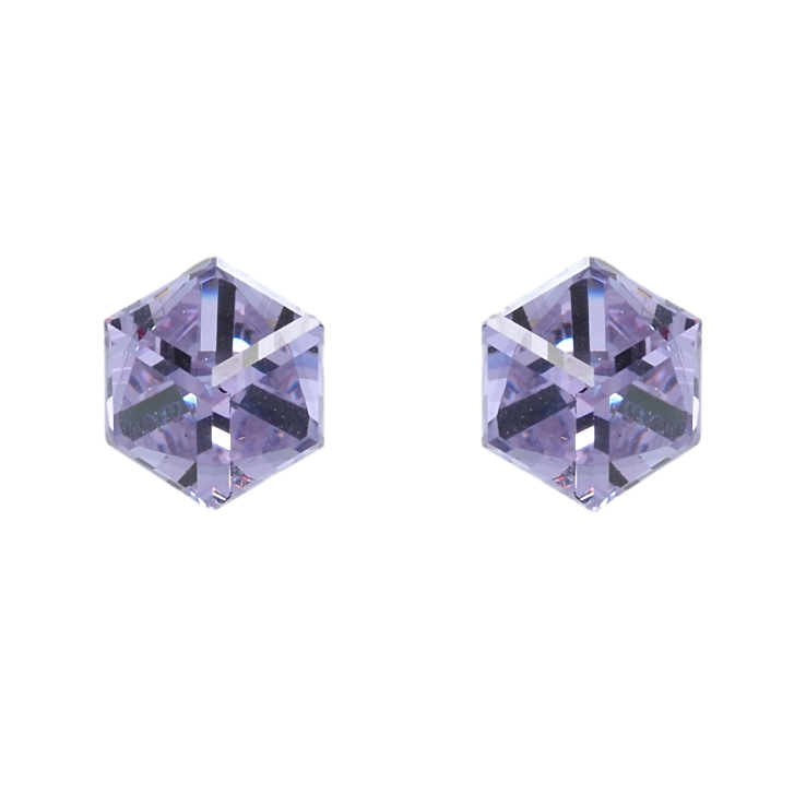 Сережки Xuping колір Родій з кристалами Swarovski пусети Кристальні кубики Provence Lavender 6х6мм фото №14