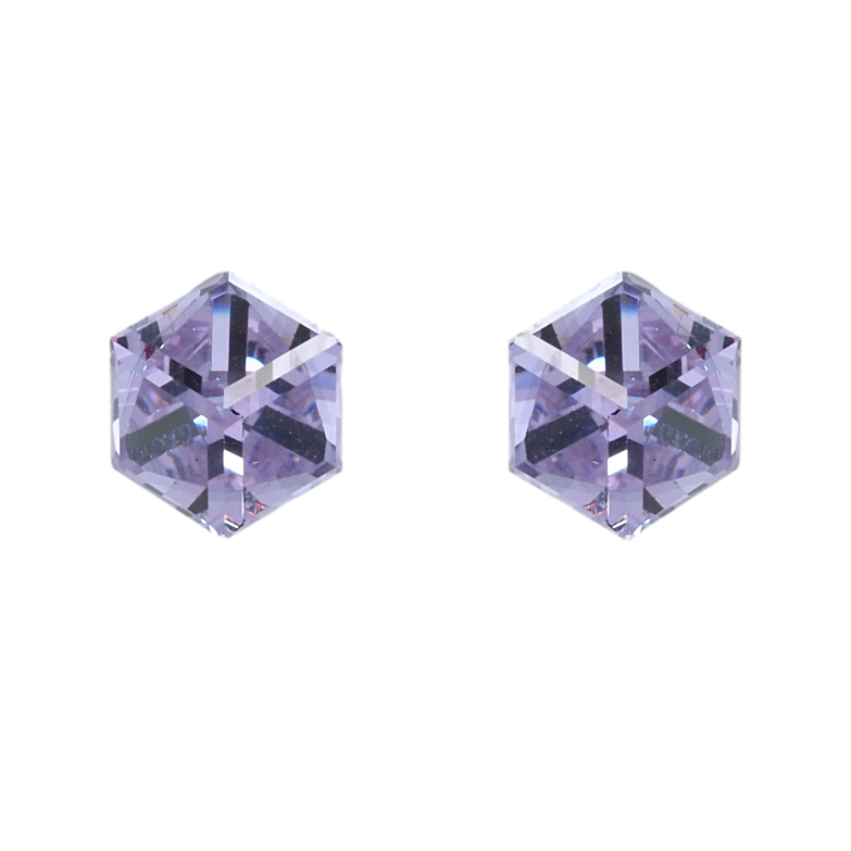 Сережки Xuping колір Родій з кристалами Swarovski пусети Кристальні кубики Provence Lavender 6х6мм фото №1