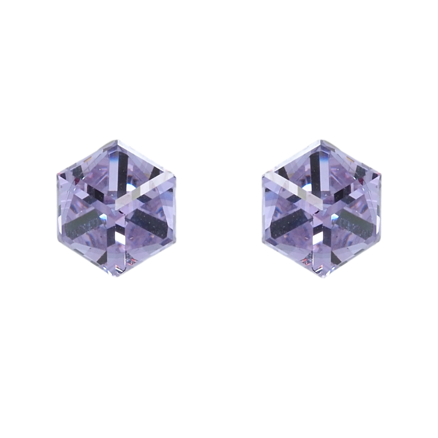 Сережки Xuping колір Родій з кристалами Swarovski пусети Кристальні кубики Provence Lavender 6х6мм фото №1