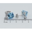 Сережки Xuping колір Родій з кристалами Swarovski пусети Кристальні кубики Aquamarine з бантами фото №2