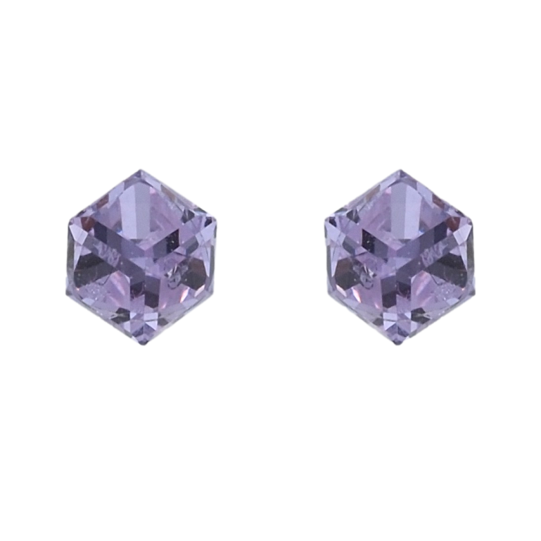 Сережки Xuping колір Родій з кристалами Swarovski пусети Кристальні кубики Tanzanite, 4х4мм фото №4