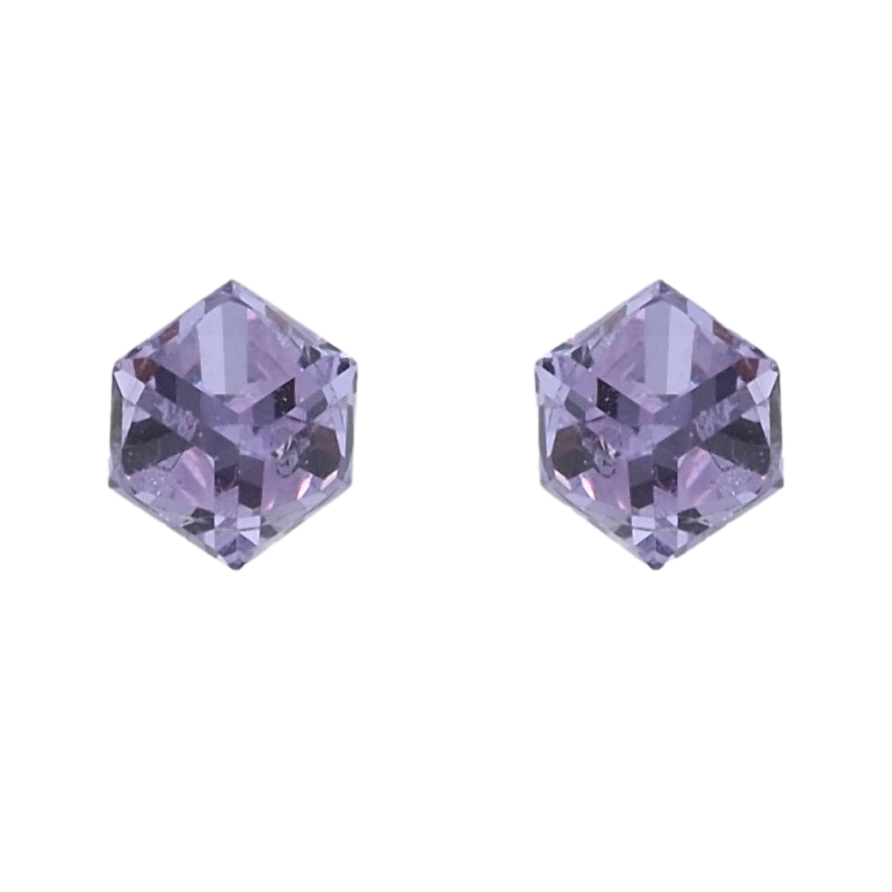 Сережки Xuping колір Родій з кристалами Swarovski пусети Кристальні кубики Tanzanite, 4х4мм фото №1