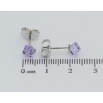 Сережки Xuping колір Родій з кристалами Swarovski пусети Кристальні кубики Tanzanite, 4х4мм фото №2