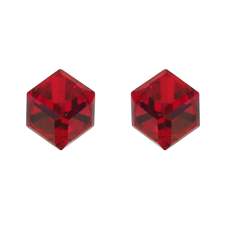 Сережки Xuping колір Родій з кристалами Swarovski пусети Кристальні кубики Siam, 4х4мм фото №4