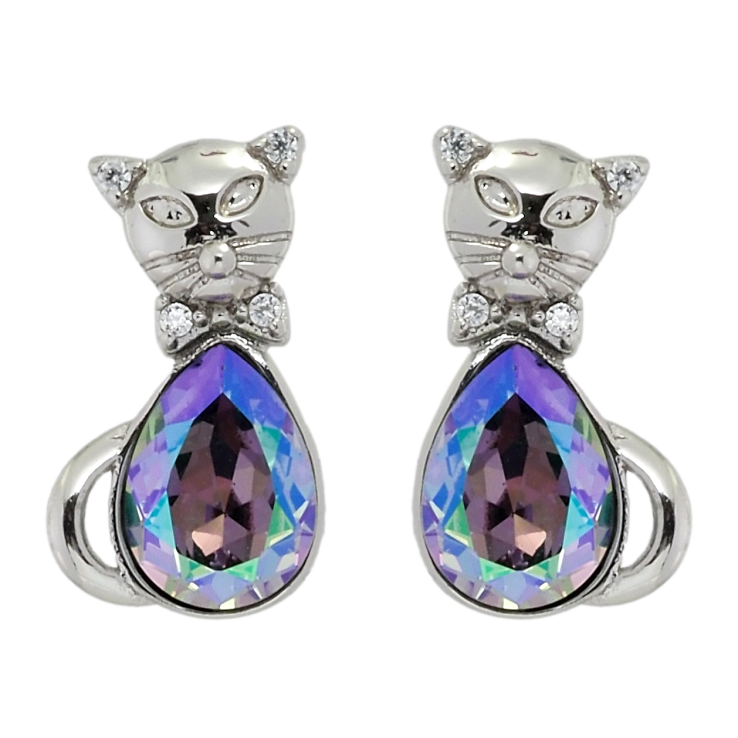 Сережки Xuping колір Родій з кристалами Swarovski пусети Кішки з кристалами Erinite Shimmer фото №19