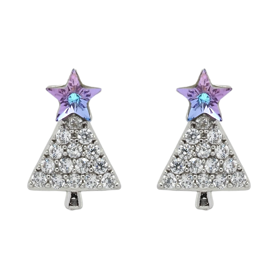 Сережки Xuping колір Родій з кристалами Swarovski пусети Ялинки з кристалами Paradise Shine фото №1