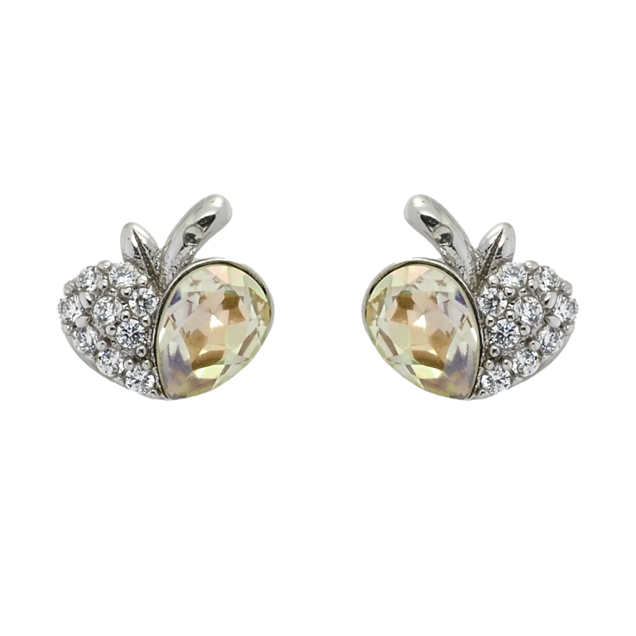 Сережки Xuping колір Родій з кристалами Swarovski пусети Яблука з кристалами Tabac фото №1